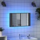 Sonata H Шкаф с LED огледало за баня, сив сонома, 80x12x45 см, акрил