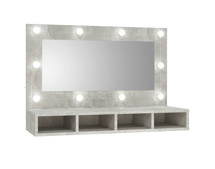 Sonata Dulap cu oglindă și LED, gri beton, 90x31,5x62 cm
