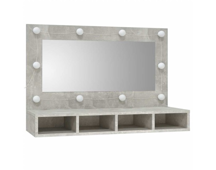 Sonata Dulap cu oglindă și LED, gri beton, 90x31,5x62 cm