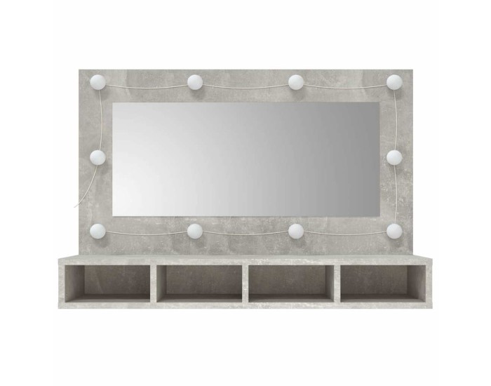 Sonata Dulap cu oglindă și LED, gri beton, 90x31,5x62 cm