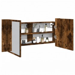 Sonata H Шкаф с LED огледало за баня, опушен дъб, 100x12x45 см - Dulapuri de baie