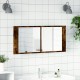 Sonata H Шкаф с LED огледало за баня, опушен дъб, 100x12x45 см