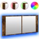 Sonata H Шкаф с LED огледало за баня, опушен дъб, 100x12x45 см