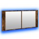 Sonata H Шкаф с LED огледало за баня, опушен дъб, 100x12x45 см