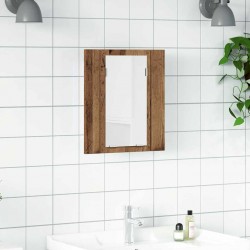 Sonata H LED шкаф за баня с огледало, старо дърво, 40x12x45 см - Baie