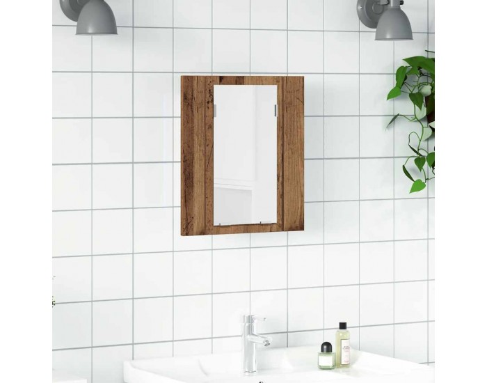 Sonata H LED шкаф за баня с огледало, старо дърво, 40x12x45 см