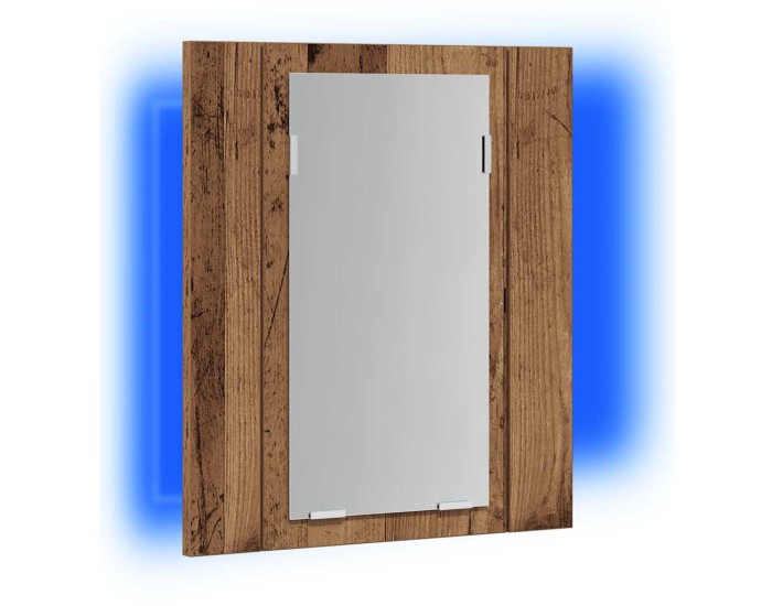 Sonata Dulap cu oglindă cu LED de baie, lemn vechi, 40x12x45 cm, lemn