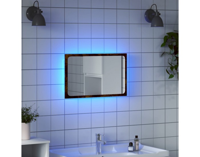 Sonata H LED огледало за баня, опушен дъб, 60x8,5x38 см, инженерно дърво