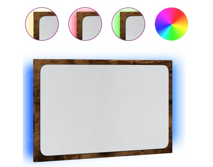 Sonata H LED огледало за баня, опушен дъб, 60x8,5x38 см, инженерно дърво