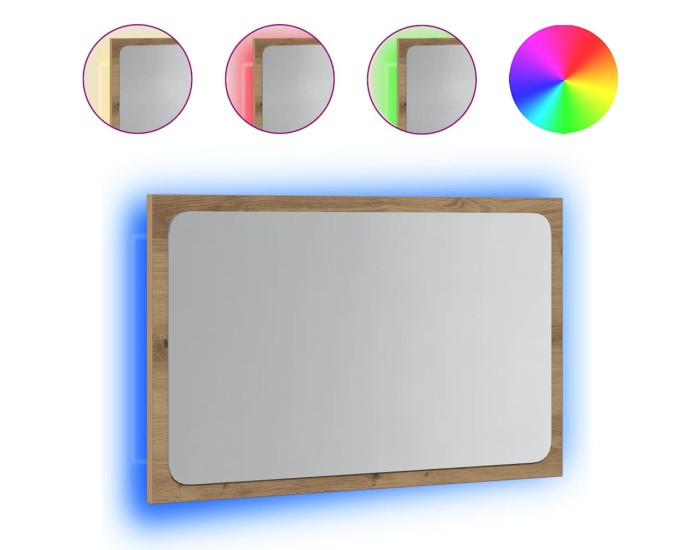 Sonata Oglindă de baie cu lumină LED, stejar artizanal, 60x8,5x38 cm