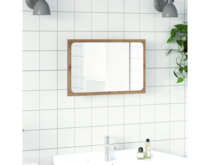 Sonata Oglindă de baie cu lumină LED, stejar artizanal, 60x8,5x38 cm