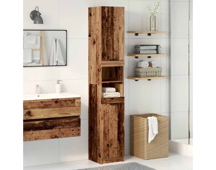 Sonata Dulap de baie, lemn vechi, 32x34x188,5 cm, lemn prelucrat