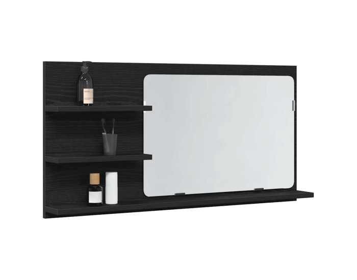 Sonata Dulap cu oglindă pentru baie, stejar negru, 90x11x45 cm, lemn stratificat