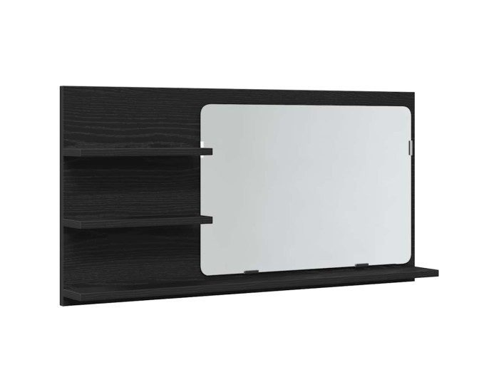 Sonata Dulap cu oglindă pentru baie, stejar negru, 90x11x45 cm, lemn stratificat
