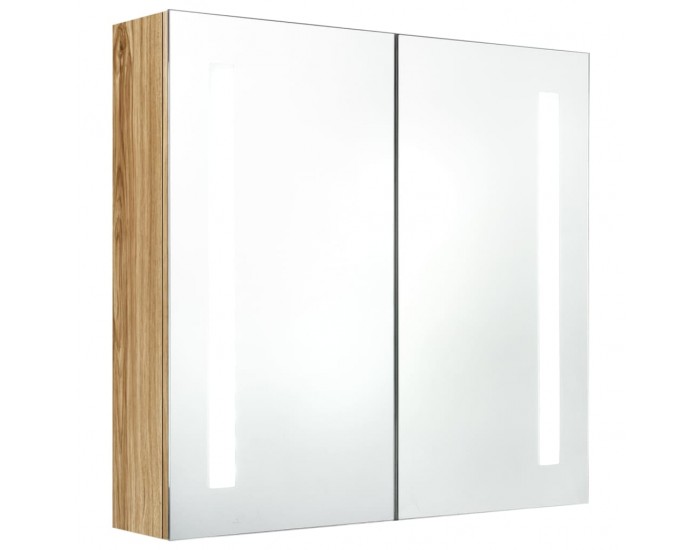 Sonata H LED шкаф с огледало за баня, цвят дъб, 62x14x60 см