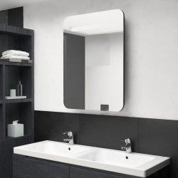 Sonata H LED шкаф с огледало за баня, черно, 60x11x80 см - Dulapuri de baie