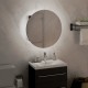 Sonata H Шкаф за баня с кръгло огледало и LED, черен, 40x40x17,5 см