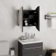 Sonata H Шкаф за баня с кръгло огледало и LED, черен, 40x40x17,5 см