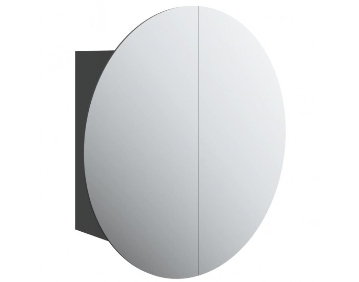 Sonata H Шкаф за баня с кръгло огледало и LED, черен, 40x40x17,5 см