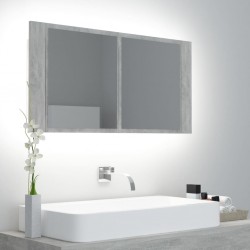 Sonata H LED шкаф с огледало за баня, бетонно сив, 90x12x45 см, акрил - Baie