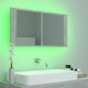Sonata H LED шкаф с огледало за баня, бетонно сив, 90x12x45 см, акрил