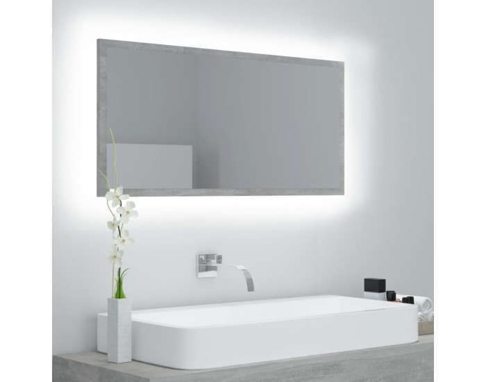Sonata H LED огледало за баня, бетонно сиво, 90x8,5x37 см, акрил