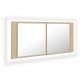 Sonata H Шкаф с LED огледало за баня, дъб сонома, 100x12x45 см, акрил