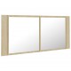 Sonata H Шкаф с LED огледало за баня, дъб сонома, 100x12x45 см, акрил