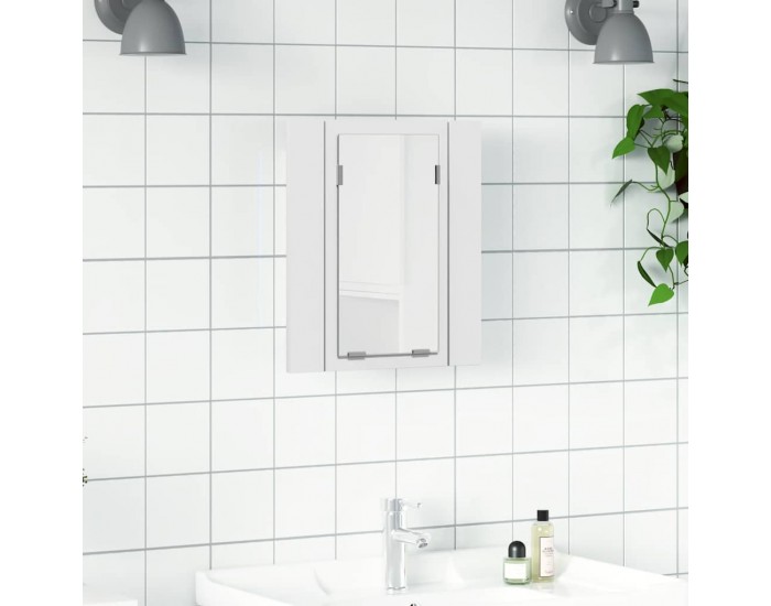 Sonata H Шкаф с LED огледало за баня, бял, 40x12x45 см, акрил