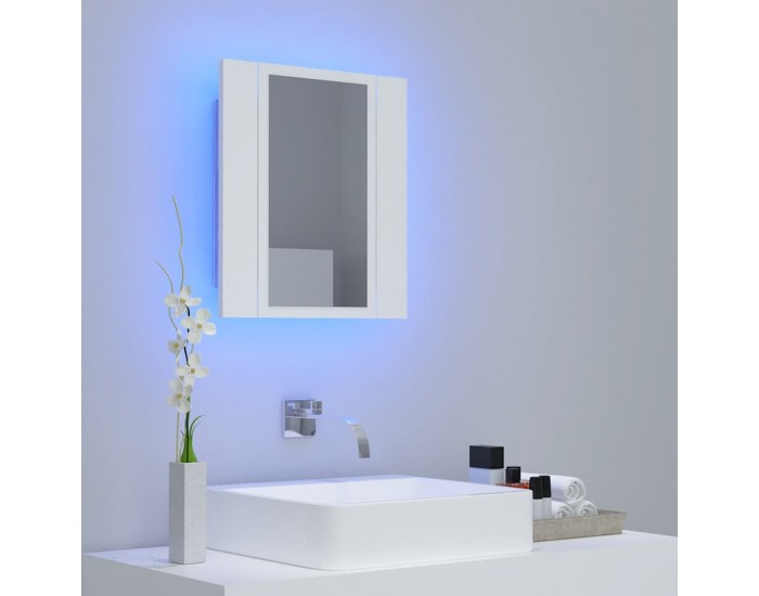 Sonata H Шкаф с LED огледало за баня, бял, 40x12x45 см, акрил