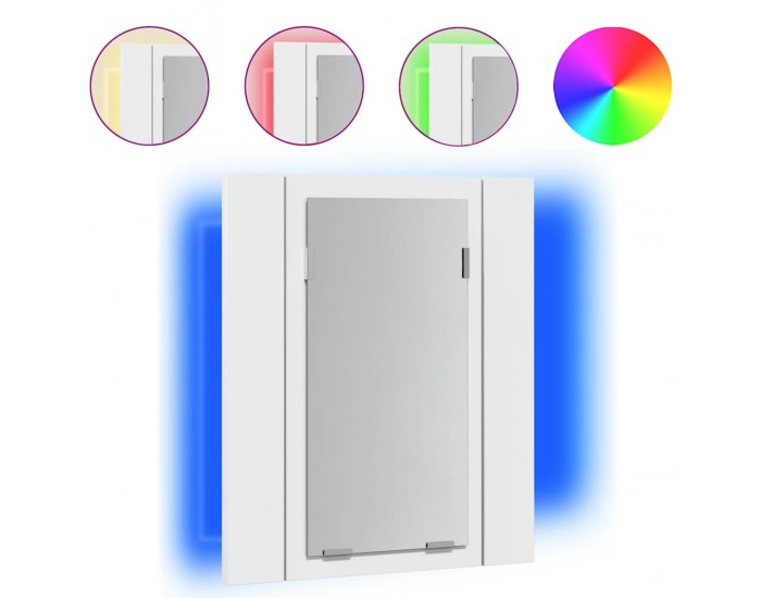 Sonata H Шкаф с LED огледало за баня, бял, 40x12x45 см, акрил