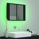Sonata H Шкаф с LED огледало за баня, черно, 60x12x45 см, акрил