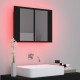 Sonata H Шкаф с LED огледало за баня, черно, 60x12x45 см, акрил