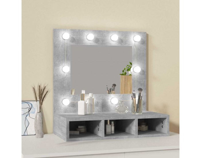 Sonata H Огледален шкаф с LED, бетонно сив, 60x31,5x62 см