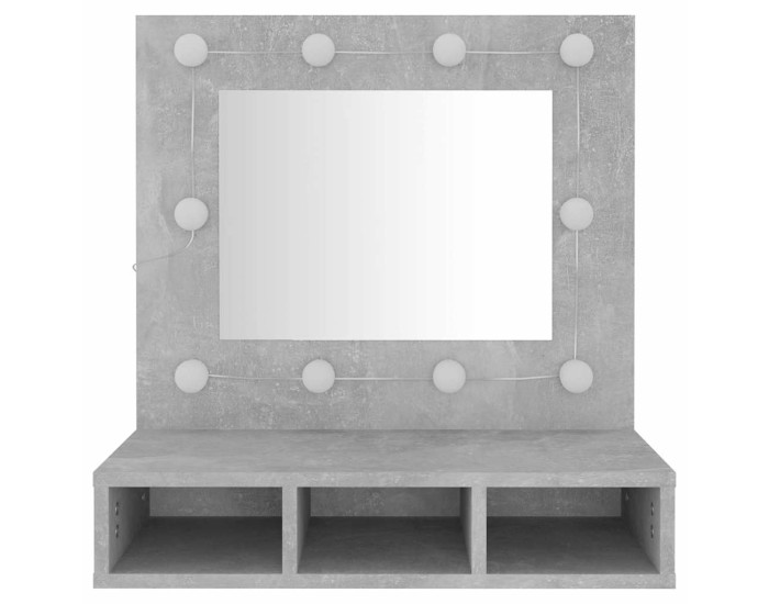 Sonata Dulap cu oglindă și LED, gri beton, 60x31,5x62 cm