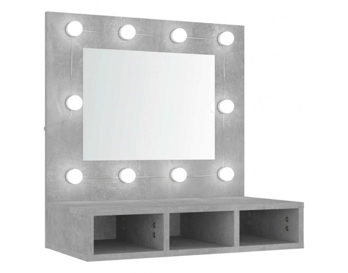 Sonata H Огледален шкаф с LED, бетонно сив, 60x31,5x62 см