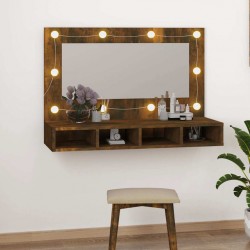 Sonata H Огледален шкаф с LED, опушен дъб, 90x31,5x62 см - Dulapuri de baie