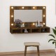 Sonata H Огледален шкаф с LED, опушен дъб, 90x31,5x62 см