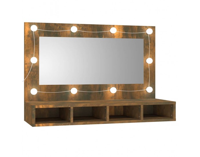 Sonata H Огледален шкаф с LED, опушен дъб, 90x31,5x62 см