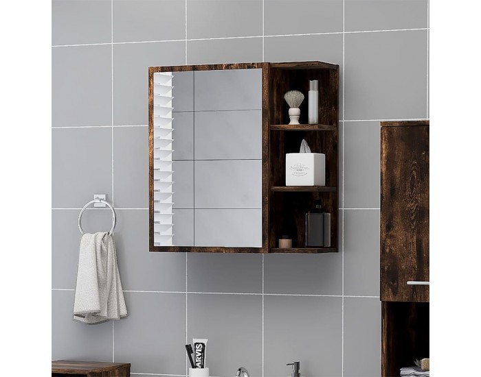 Sonata H Огледален шкаф баня опушен дъб 62,5x20,5x64 см инженерно дърво