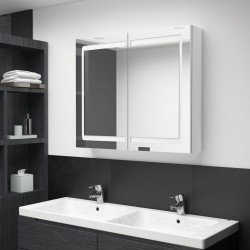 Sonata H LED шкаф с огледало за баня, сияйно бяло, 80x12x68 см - Dulapuri de baie