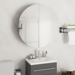 Sonata H Шкаф за баня с кръгло огледало и LED, сив, 54x54x17,5 см - Dulapuri de baie