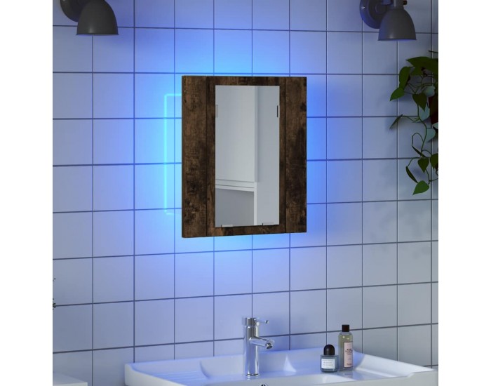 Sonata H LED шкаф за баня огледало опушен дъб 40x12x45см инженерно дърво