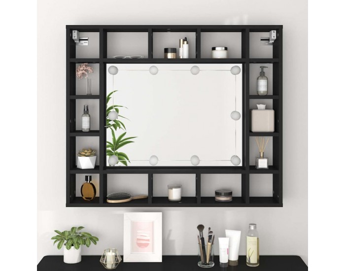 Sonata H LED огледален шкаф, черен, 91x15x76,5 см