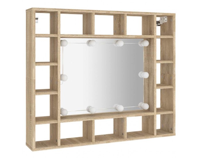 Sonata H Огледален шкаф с LED, сонома дъб, 91x15x76,5 см