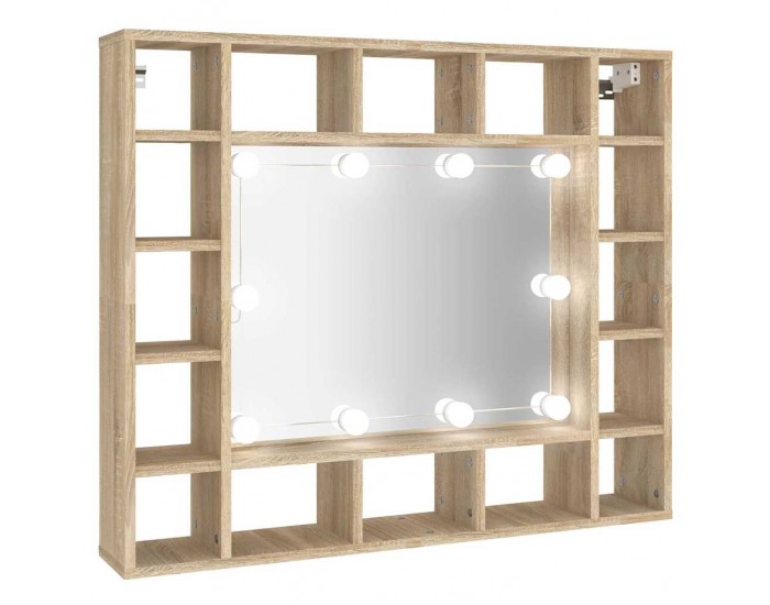 Sonata H Огледален шкаф с LED, сонома дъб, 91x15x76,5 см