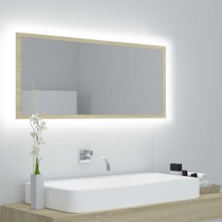 Sonata H LED огледало за баня, дъб сонома, 100x8,5x37 см, акрил - Baie