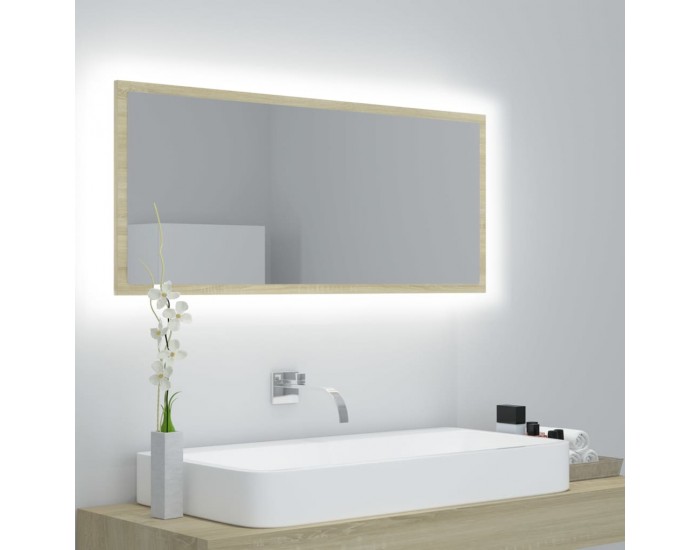 Sonata H LED огледало за баня, дъб сонома, 100x8,5x37 см, акрил