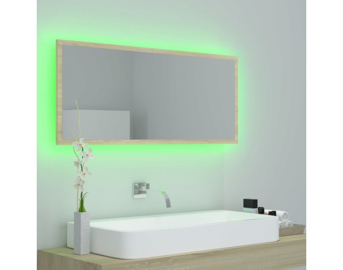Sonata H LED огледало за баня, дъб сонома, 100x8,5x37 см, акрил