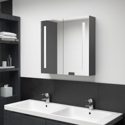 Sonata H LED шкаф с огледало за баня, сив, 62x14x60 см - Baie